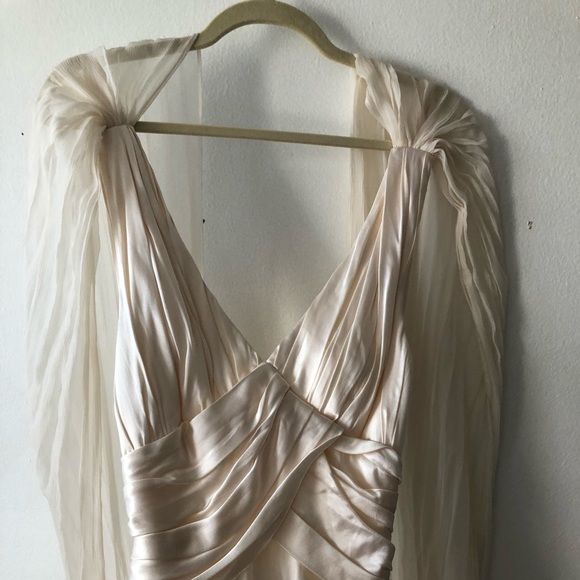 Draped ivory wedding dress silk and chiffon NWOT - Picture 8 of 8